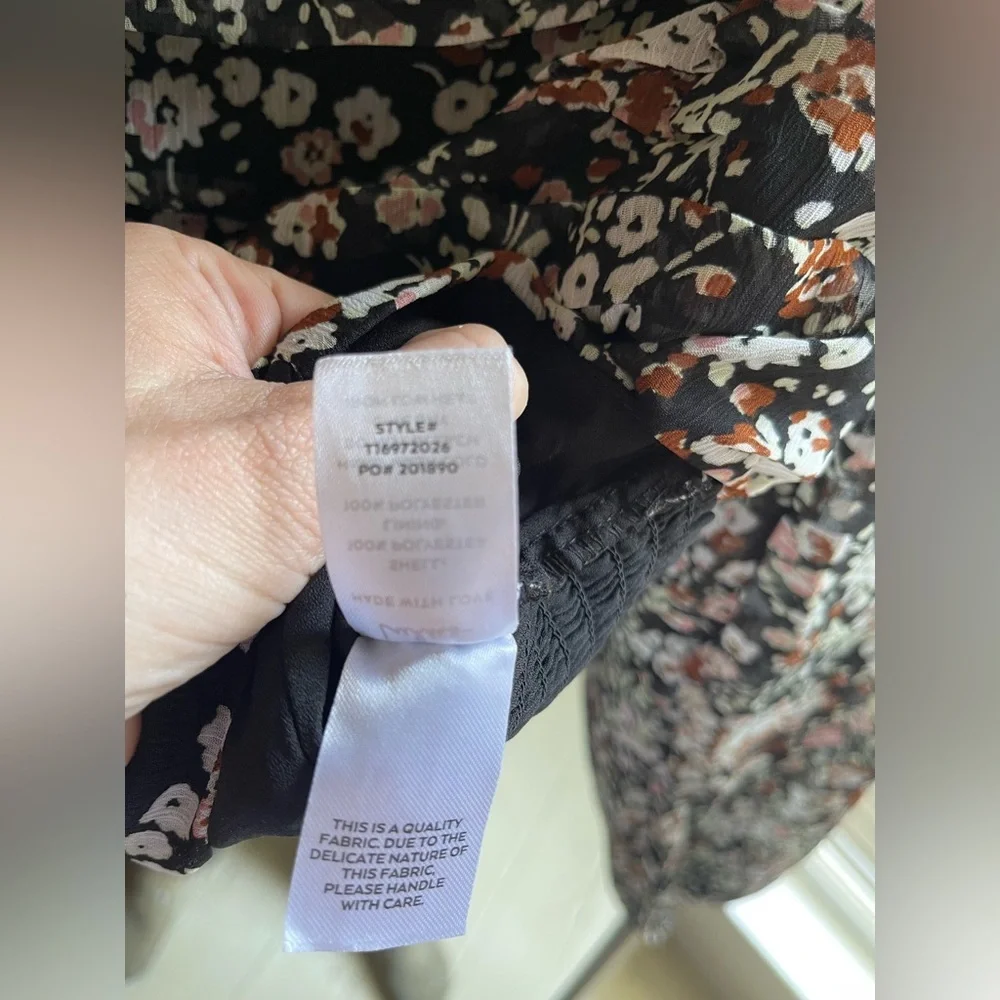 Lulus NWOT Mood Setter Black Floral Print Ruched Long Sleeve Top - Picture 6 of 12